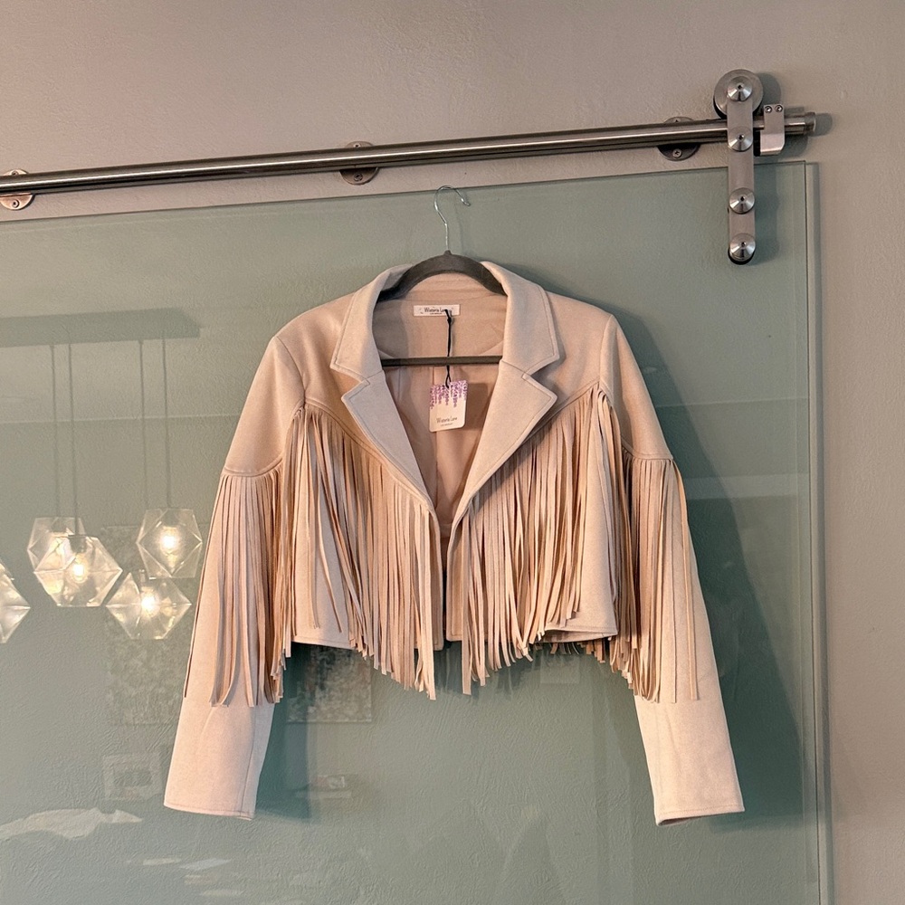 Elegant Cream Fringe Women's Blazer